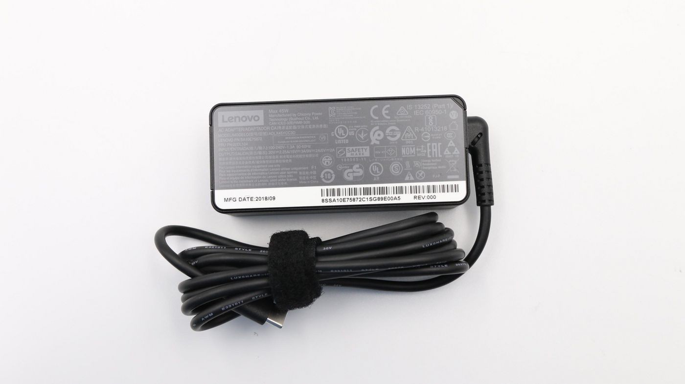 Lenovo FRU02DL104 45W USB-C Power Adapter 20V 2.25A Indoor