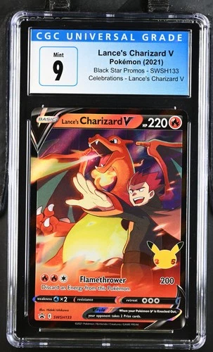 Lance's Charizard V SWSH133 Celebrations Black Star Promos Pokemon CGC 9 Mint