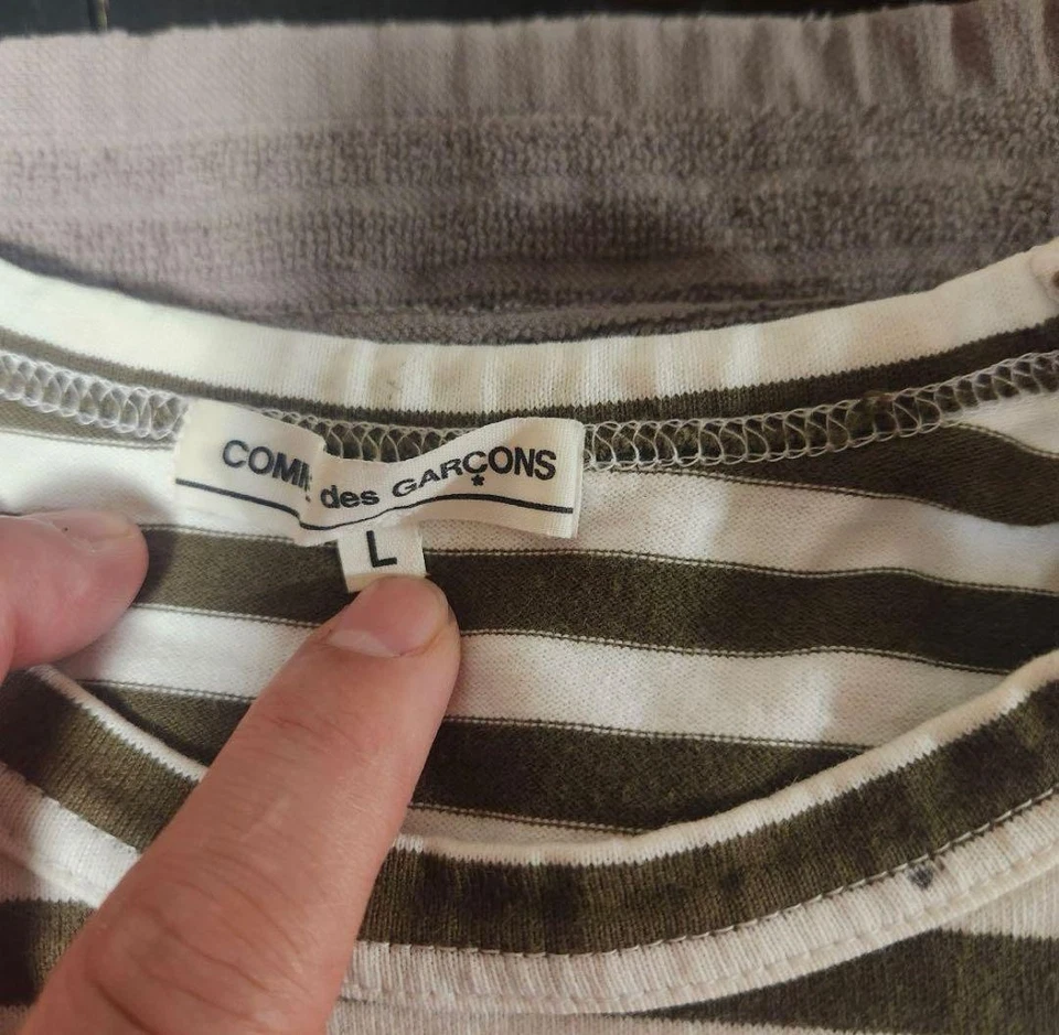 Б/У COMME DES GARCONS В ПОЛОСКУ ДЛИННЫМ РУКАВОМ ТОП, РАЗМЕР ХОРОШИЙ - Изображение 2 из 3