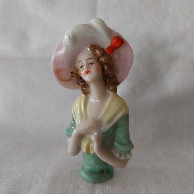 Art Deco Pincushion Half Doll, Glazed Translucent Porcelain, German Antique