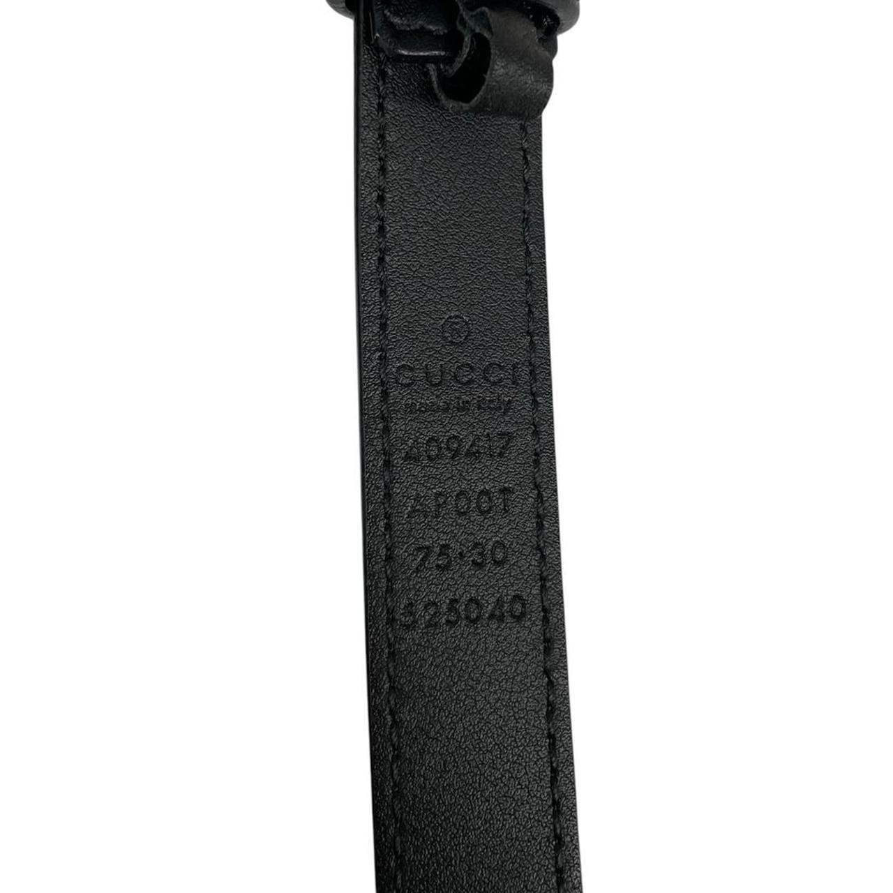 Gucci Black and Gold Marmont Thin Leather Belt with GG Buckle image 6