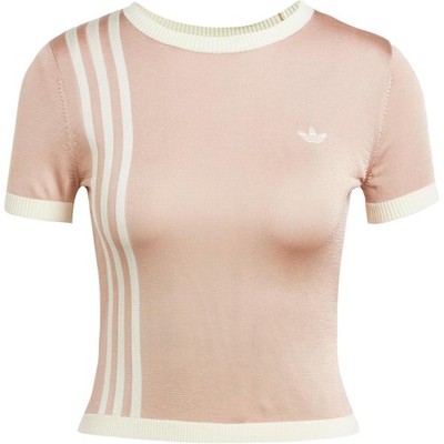 adidas Knitted 3-Stripes Color Block Design Knit Pullover Short Sleeve Regular