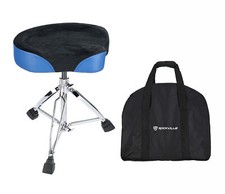 Rockville RDS52 Black/Blue Double Braced Drum Throne 4" Padding, Lockable Height