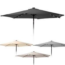 Outdoor Metal Hanging Garden Patio Sun Shade Parasol Umbrella With Solar Lights