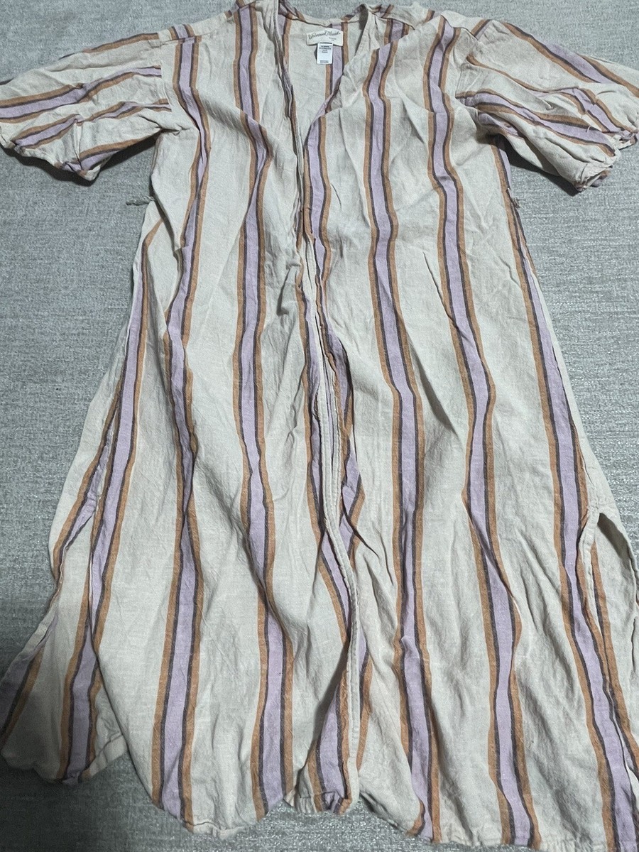小物 yu Universal Thread Short Sleeve Striped Wrap Dress Kimono