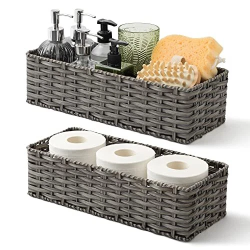 Wicker Baskets Organizing Waterproof Toilet Paper Storage Basket