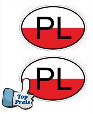 2 x Auto Pkw Kfz Aufkleber Sticker PL Polen Poland Flaage Länderkennzeichen