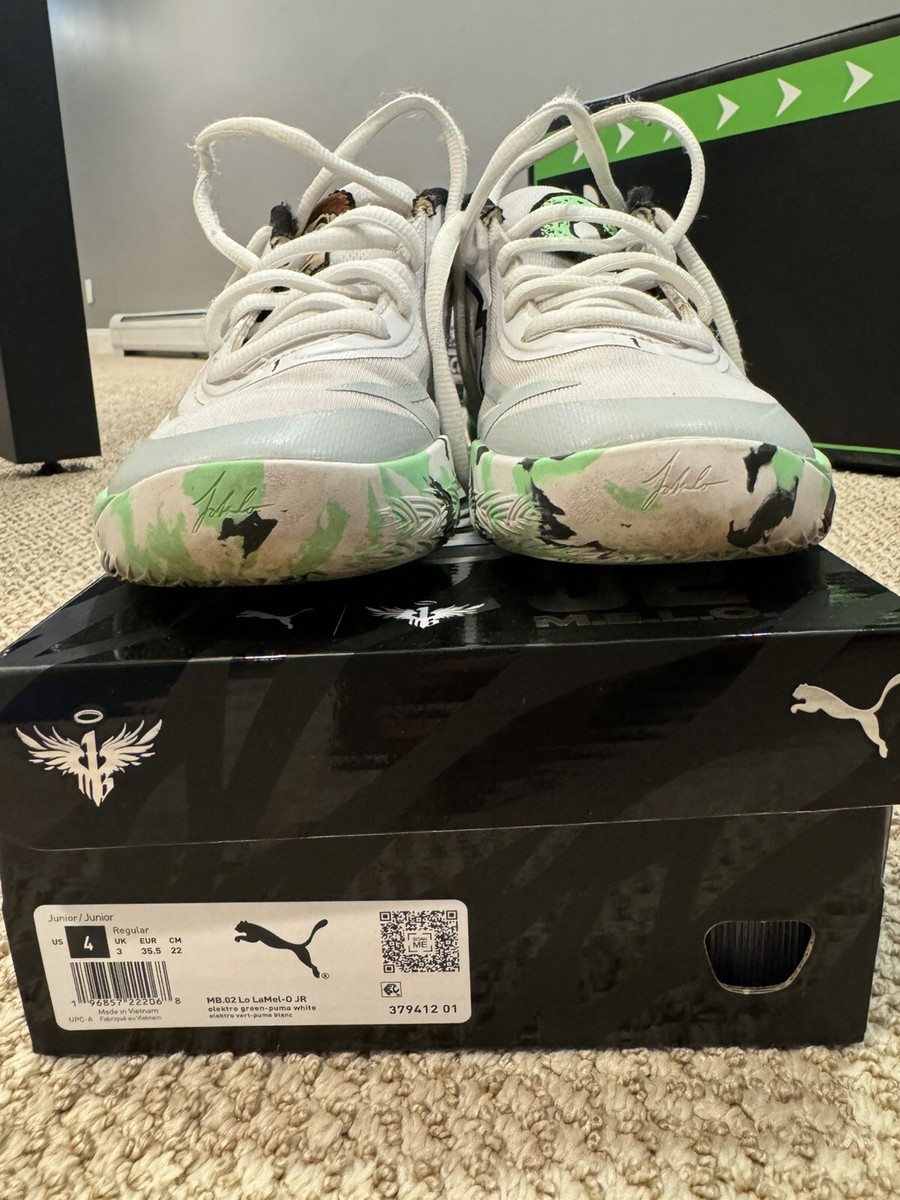 Puma Boys Grade School MB.02 Lo LaMelo Size 4 White Green