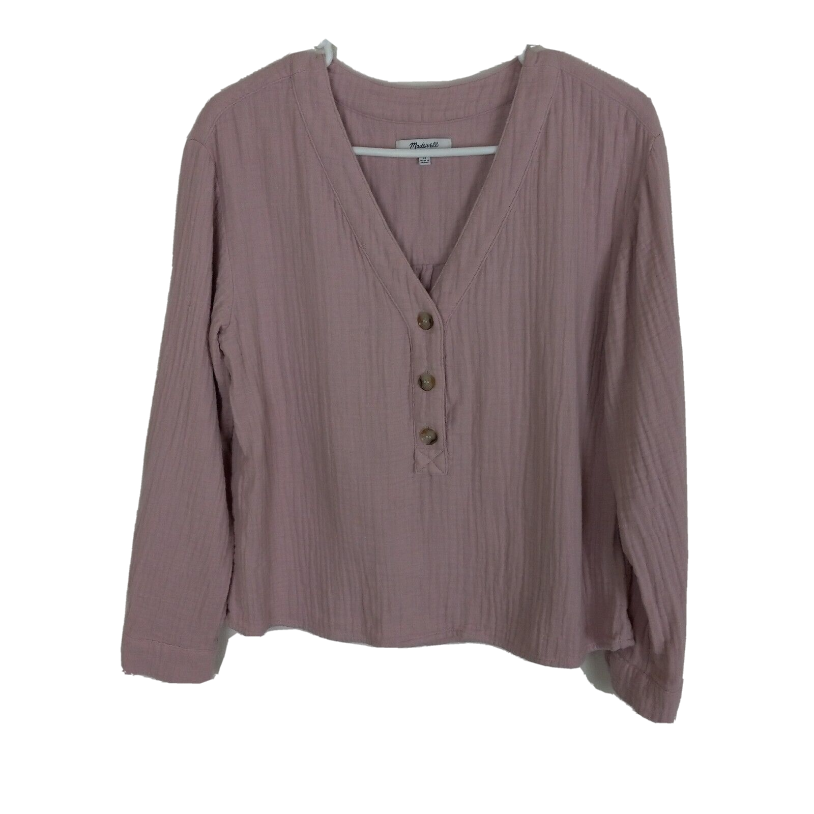 Madewell Womens Textured Pullover Top in Mauve Pink Size Medium Casual Comfort