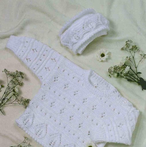 Strickanleitung Kopie 1877.   Baby Pullover & Mütze.  18-24" Brustumfang.  DK