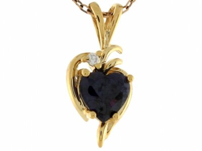 14k Gold Amethyst Diamant Akzent schwebendes Herz süß Damen 1,74cm Anhänger