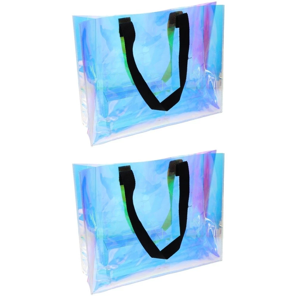 2pcs Iridescent Holographic Tote Bag Holographic Tote Bag Shopping Handbag Tote