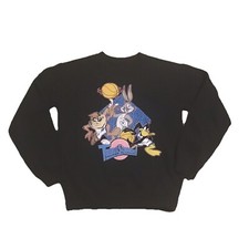 Looney Tunes Space Jam Sweatshirt Unisex Long Sleeve Black Multicolor Sz Small