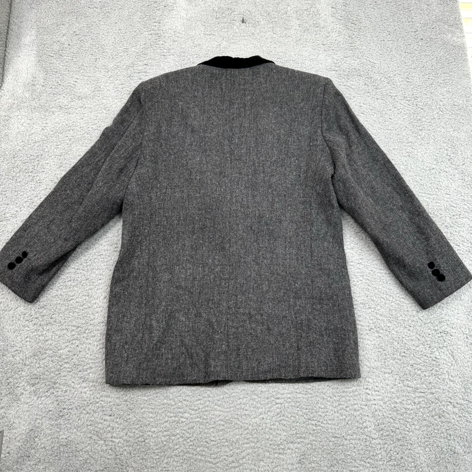 Винтажный Jaclyn Smith Blazer куртка женщин 16 серый шерсти черный бархат Corpcore - Изображение 2 из 4