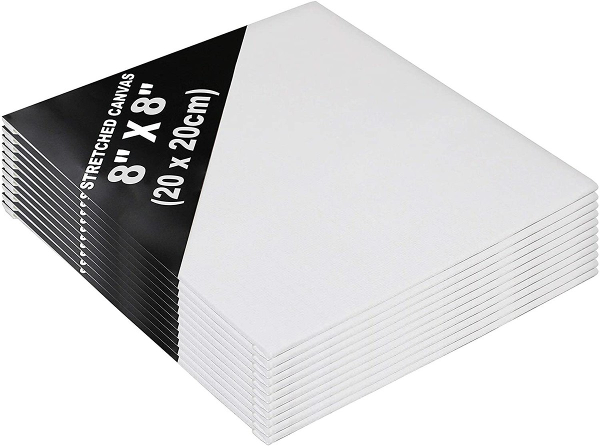 12 Blank Artist Canvas Set 20x20cm Large Plain Painting Boards