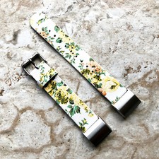 FL-1-CH Soft Leather Floral Band Strap with Adapters for Fitbit Charge 6 5 and 4