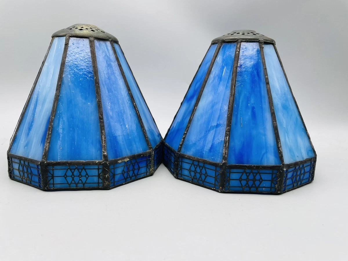 Hand Made Pair of Vintage Tiffany Style Lamp Shades. Table or Desk