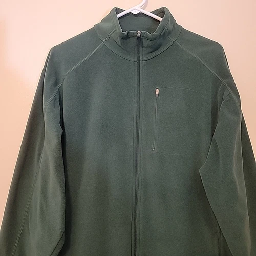 L.L. Bean Jacket Adult Large Green Fleece Full Zip Mock Neck Long Sleeve Mens image 3