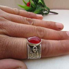 925 Sterling Silver Handmade Rings, Red Onyx Rings, Statement Jewelry, Office we