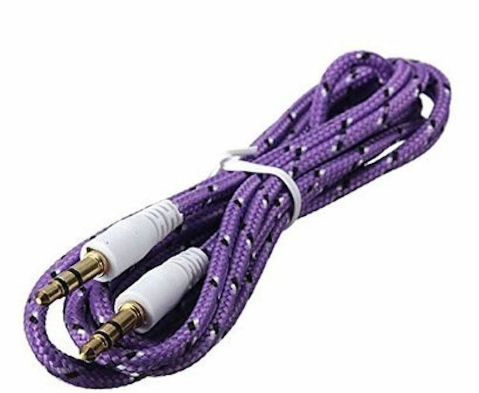 6FT LONG BRAIDED 3.5mm Male Audio Headphone Cable Stereo AUX Jack Adapter Plug - Image 3 of 4