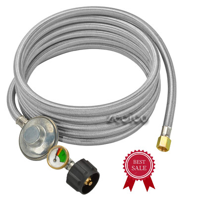 Propane Regulator and 5FT Hose Gas Tank LPG Low Pressure BBQ Grill Stove Burner