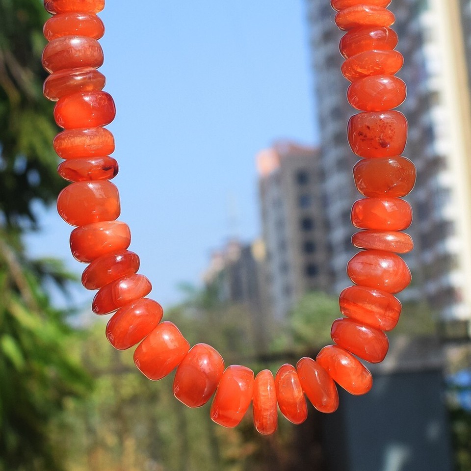 Most Brilliant Carnelian Single Strand Womens Necklace 744.Cts Beaded