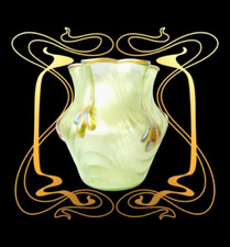 Joh. Loetz Witwe Coppelia PN II-1895 Antike Wellenoptik Jugendstil Uranglasvase