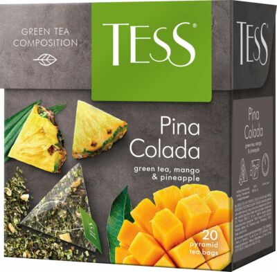 TESS PINA COLADA Green Tea MANGO PINEAPPLE 20 PYRAMIDS Made in Russia RF NO GMO
