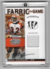 Rudi Johnson 2007 LEAF CERTIFIED NFL FABRIC OF THE GAME JERSEY AUTOGRAPH SP AUTO