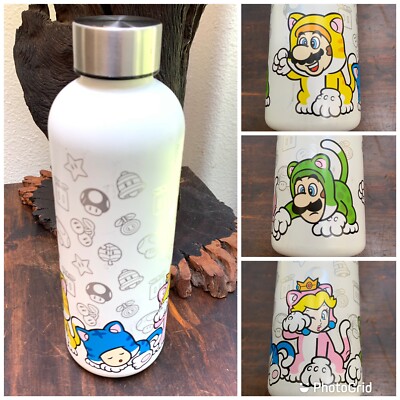Super Mario Brothers Water Bottle 3D World Bowser Fury Target Metal Cat Suit 9''