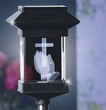 14in Solar Led Memorial 3d Crystal Light - Praying Hands By Jumbl