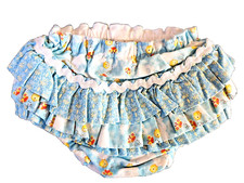 Diaper Cover Girl's 6-9 Months Ruffle Bloomers Floral Chicks Blue Yellow