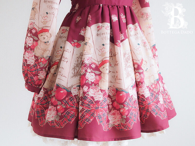 🌹LIZ LISA🌹Teddy Bear Book Dress OP Bordeaux Winter 🌹LIZ LISA🌹Teddy Bear Book Dress OP Bordeaux Winter
