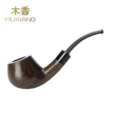 Ebony Tobacco Smoking Pipe  Acrylic Bent Mouthpiece 9mm Filters Men Gift