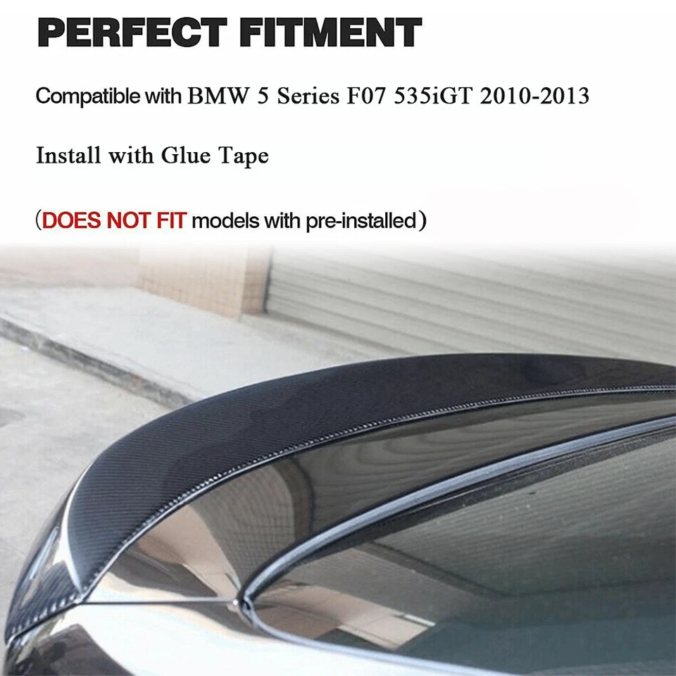 Para BMW 5 Series F07 535iGT 2010-2013 porta-malas traseiro de fibra de carbono asa de bota spoiler - Imagem 3 de 4