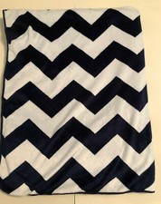 Circo Navy Blue White Chevron Sherpa Baby Blanket GUC