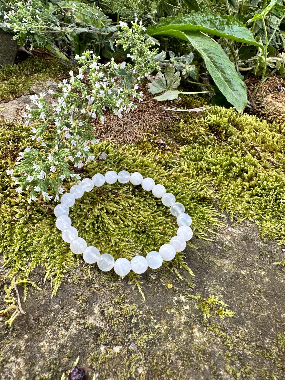 Bracelet en Pierre de Lune beige de 8mm pour cultiver la sérénité au quotidien