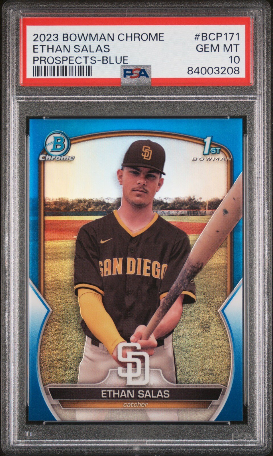 2023 Bowman Chrome - Ethan Salas True Blue Refractor /150 Card #BCP171 - PSA 10