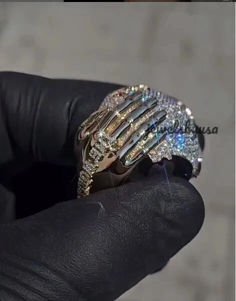 2Ct Round Cut Real Moissanite Men's world cup Ring 14K White Gold Plated - Image 2 of 4