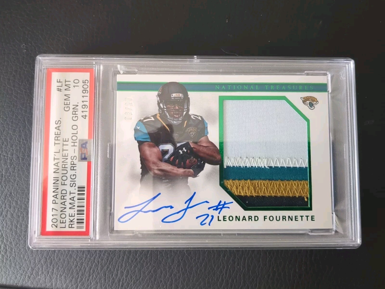 Leonard Fournette Panini National Treasures Rookie Material Signatures Rps #LF Green