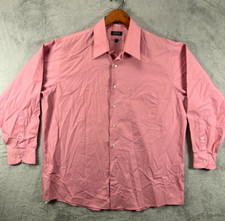 Arrow Mens 17 32 Shirts Poplin Button Up Pink Long Sleeve Wrinkle Free XL Casual