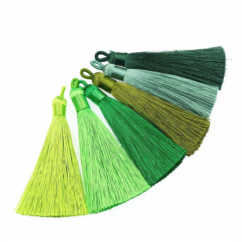 10 peças pingente de borla para fazer joias faça você mesmo brincos de seda gelada 7 cm - Imagem 4 de 4