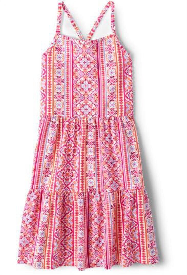 The Children’s Place Dress Girls Pink Cotton Blend Criss-Cross Back Straps S 5/6