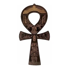 Egyptian Etched Brass Bronze Ankh Pendant Ancient Egypt Wicca Pagan Pyramids