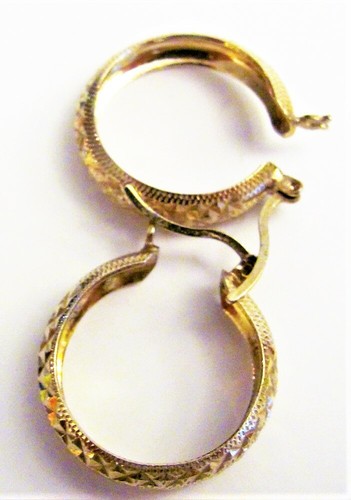 VTG Sterling Gold Vermeil Hoop Earrings Made in Turkey Signed 7/8" diam. 4 grams - Picture 7 of 7