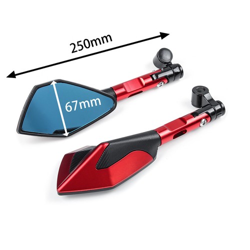 Universal Motorcycle CNC 8mm 10mm Side Rearview Mirrors For Honda Suzuki Yamaha - Picture 6 of 10