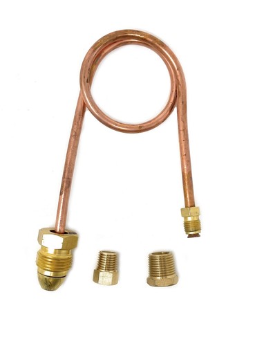 20" Copper Pigtail POL x 1/4 Inverted Male Flare with 1/4" & 3/8" NPT Adapters