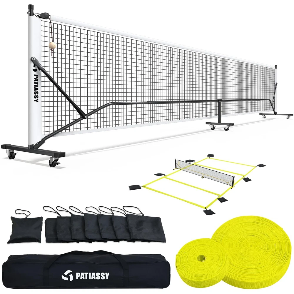 Pickleball Net Set with Wheels and Pickleball Court Marking Kit 22 FT Regulat... Pickleball Net Set with Wheels and Pickleball Court Marking Kit 22 FT Regulat...