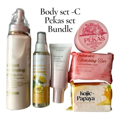 Her Choice PH Kojic Soap, Body Lotion , Sunflower Beauty Oil, & Pekas Facial Set