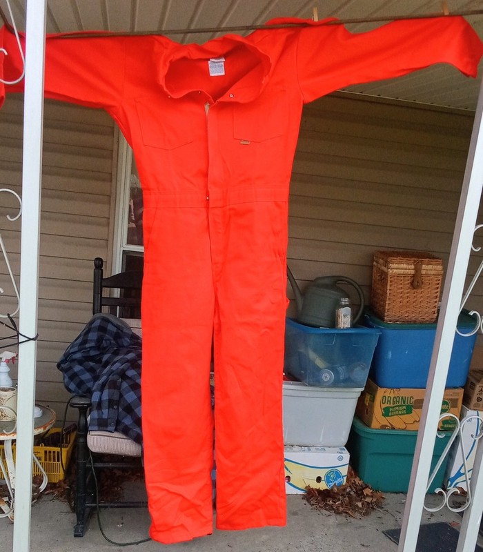 INDURA Blaze Orange Coveralls Small 36-38 Non-Insulated Hunting Safety Zips USA